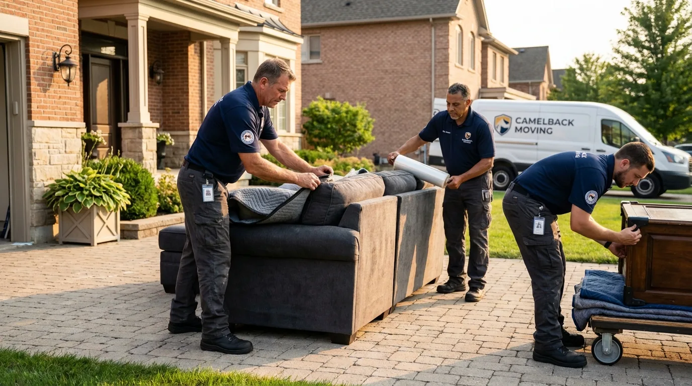 Large estate moving crew wrapping furniture in Wilson, WY