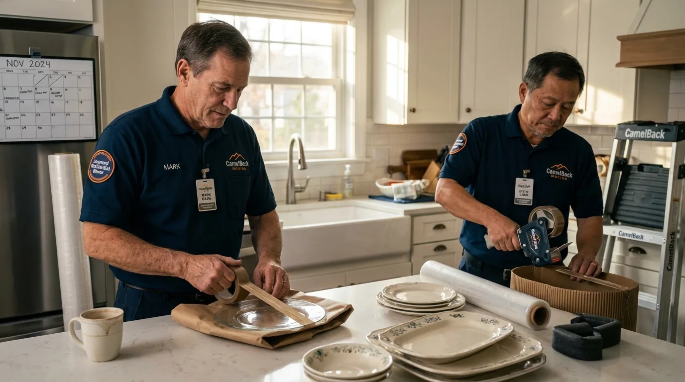 Professional crew packing kitchen dishware in Wilson, WY